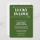 Search for lucky in love wedding invitations Four leaf clover