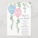 Search for pink blue balloon gender reveal invitations Watercolor