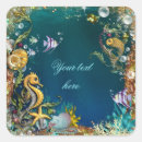 Search for under the sea square stickers Seahorse