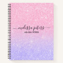 Search for name pink and purple glitter notebooks Girly