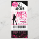 Search for pink black sweet 16 invitations Vip pass