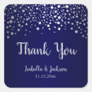 Search for navy blue and silver wedding stickers Thank you