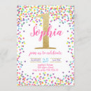 Search for rainbow 1st birthday invitations Girl first birthday