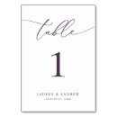 Search for purple table cards Reception table number