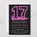 Search for 17th birthday invitations Neon birthday party