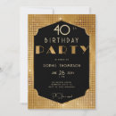 Search for black and gold 40th birthday invitations Geometric