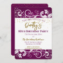 Search for purple 80th birthday invitations Gold glitter