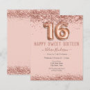 Search for typography sweet 16 invitations Blush pink