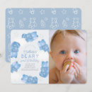 Search for beary 1st birthday invitations Blue