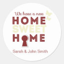 Search for new address round stickers Home sweet home