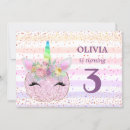 Search for unicorn 3rd birthday invitations Pink