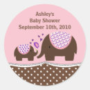 Search for pink and brown baby shower stickers Elephant