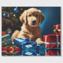 Search for golden retriever christmas wrapping paper Cute