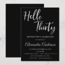 Search for hello 30 birthday invitations Black
