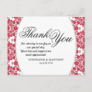 Search for red white damask postcards Thank you