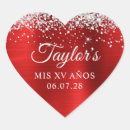 Search for red and silver stickers Quinceanera