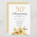 Search for flower 50th anniversary invitations Gold
