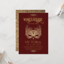 Search for red masquerade party invitations Gold