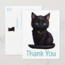Search for black cat thank you postcards Kitty
