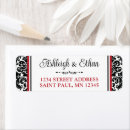 Search for red damask return address labels Black and white