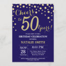 Search for blue and gold 50th birthday invitations Adult birthday party