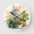 Search for orange tabby cat clocks Watercolor