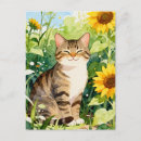 Search for whimsical cat illustration postcards Watercolor