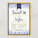 Search for navy blue sweet 16 invitations White