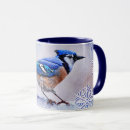 Search for winter birds mugs Blue