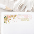 Search for pink butterfly return address labels Watercolor