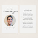 Search for modern memorial cards Black and white