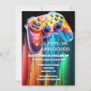 Search for blue neon invitations Gaming party