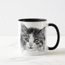 Search for the little white cat mugs Cute