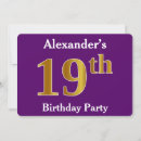 Search for purple 19th birthday invitations Elegant