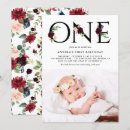 Search for burgundy 1st birthday invitations Watercolor