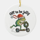Search for funny frog christmas tree decorations Santa