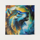 Search for wolf tapestries Blue