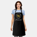 Search for black and gold monogram aprons Clean simple black