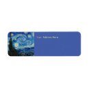 Search for fine art return address labels Starry night