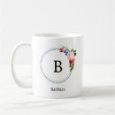 Search for monogram pink flowers mugs Your monogram initial letter
