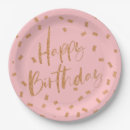 Search for happy birthday glitter plates Rose gold