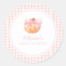 Search for pink gingham baby shower stickers Bow