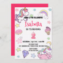 Search for unicorn 2nd birthday invitations Girls