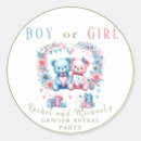 Search for baby shower gender reveal stickers Teddy bear