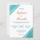 Search for teal and coral wedding invitations Modern