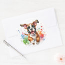 Search for boxer dog round stickers Watercolor