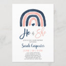 Search for navy and blush gender reveal invitations Blue
