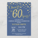 Search for elegant blue 60th birthday invitations Blue and gold