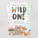 Search for wild one woodland birthday invitations Boy