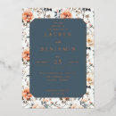 Search for navy blue peach wedding invitations Floral